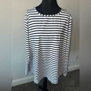 Lands’ End Womens Size 3X 24W 26W Long Sleeve Navy Striped UPF 50 Rashguard Top